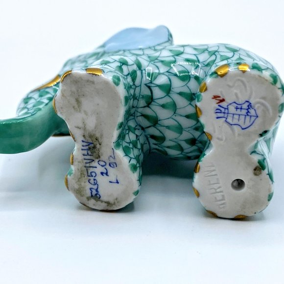Herend green fishnet Miniature Elephant Figurine VHV---05265-0-00 - Picture 12 of 12